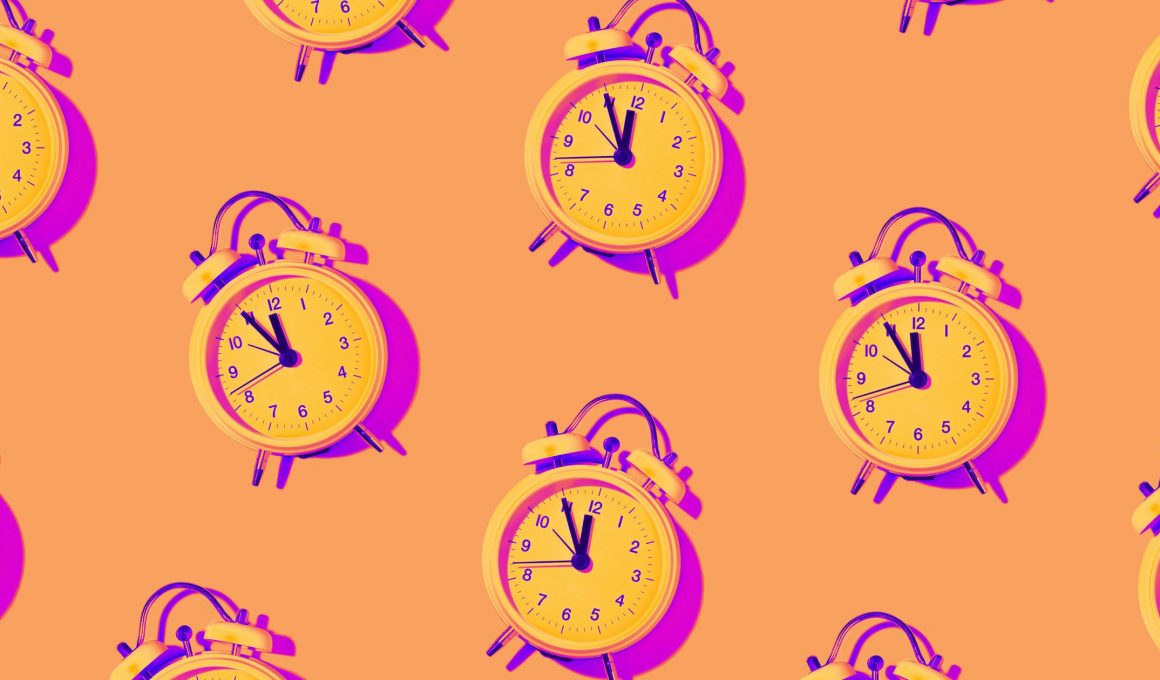 clocks on a bright background with a filter over it
