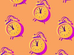 clocks on a bright background with a filter over it