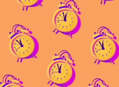 clocks on a bright background with a filter over it