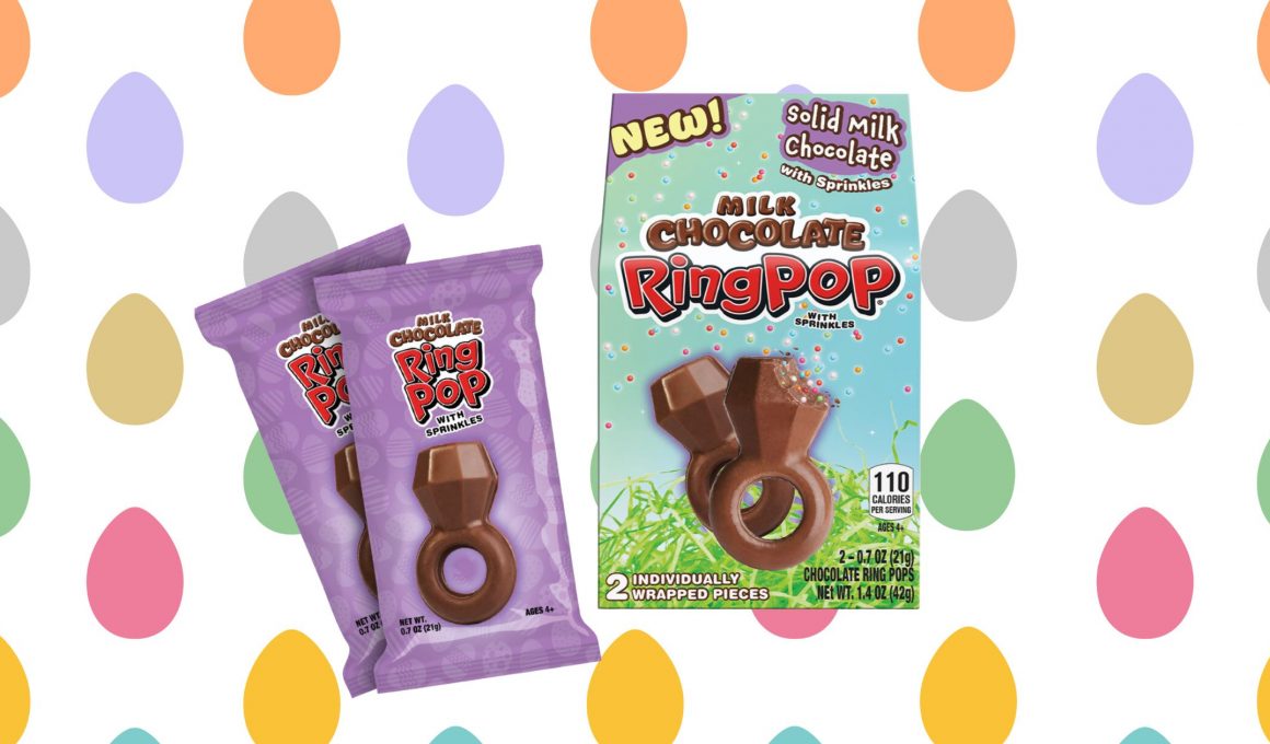 new chocolate ring pop on an easter backgroun
