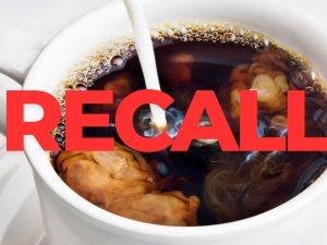 coffee cup with the word recall overlaid on it