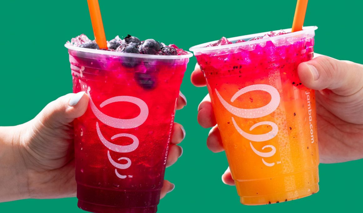 closeup of two Jamba Over Ice drinks