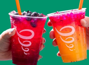 closeup of two Jamba Over Ice drinks