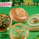 the four new krispy kreme donuts on a green background