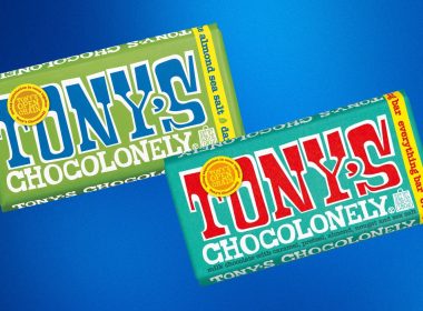 tony's chocolonely recalled chocolate bars on a blue background